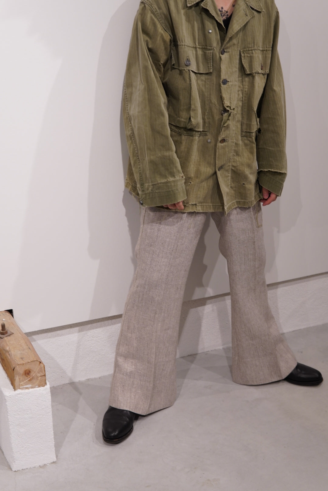 【SADE】Silk-Linen Flare pants
