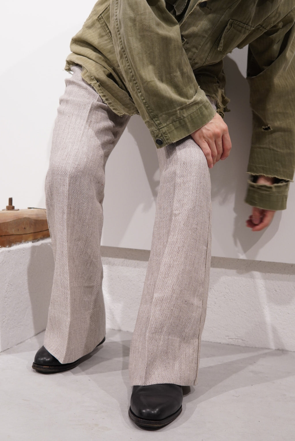 【SADE】Silk-Linen Flare pants