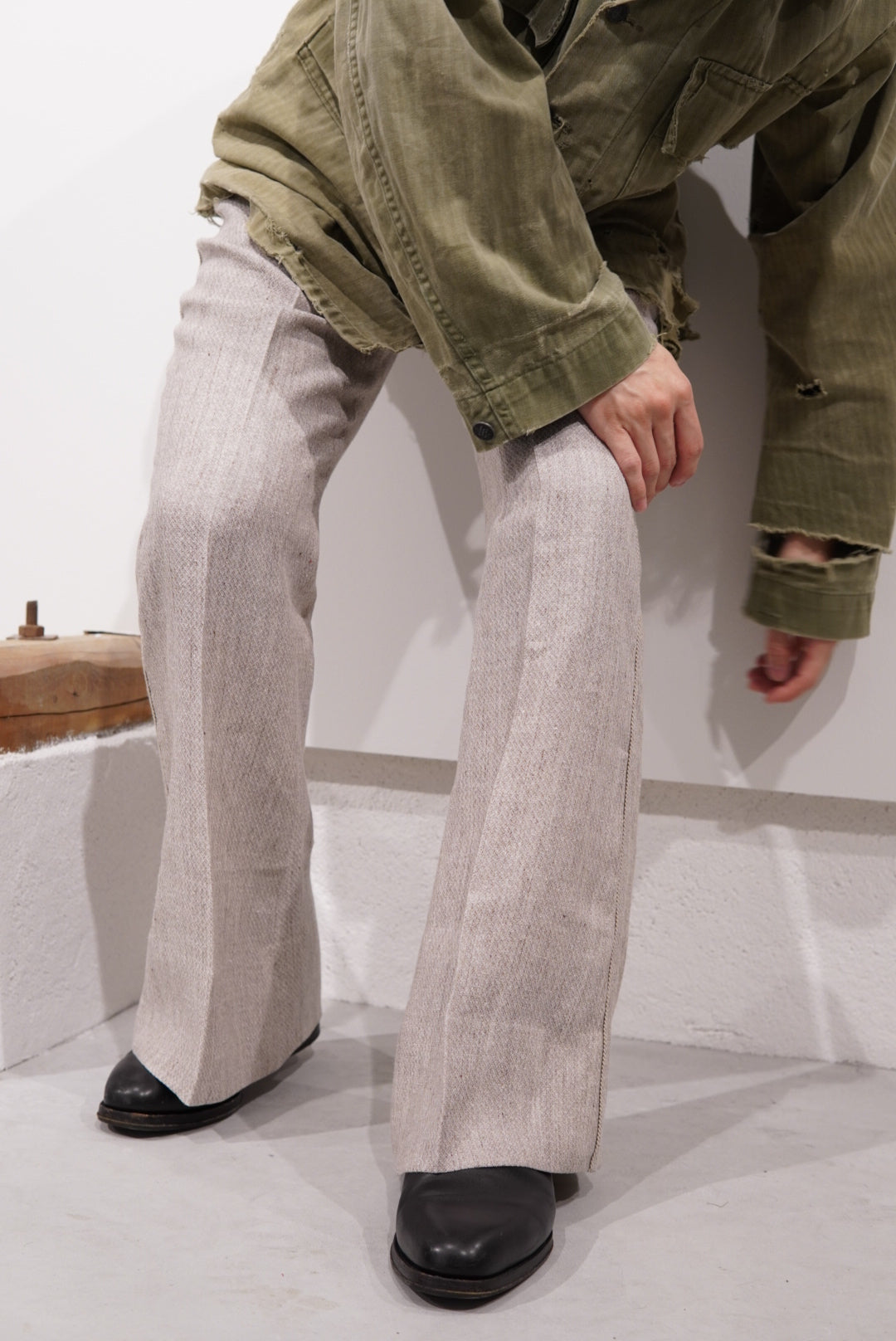 【SADE】Silk-Linen Flare pants