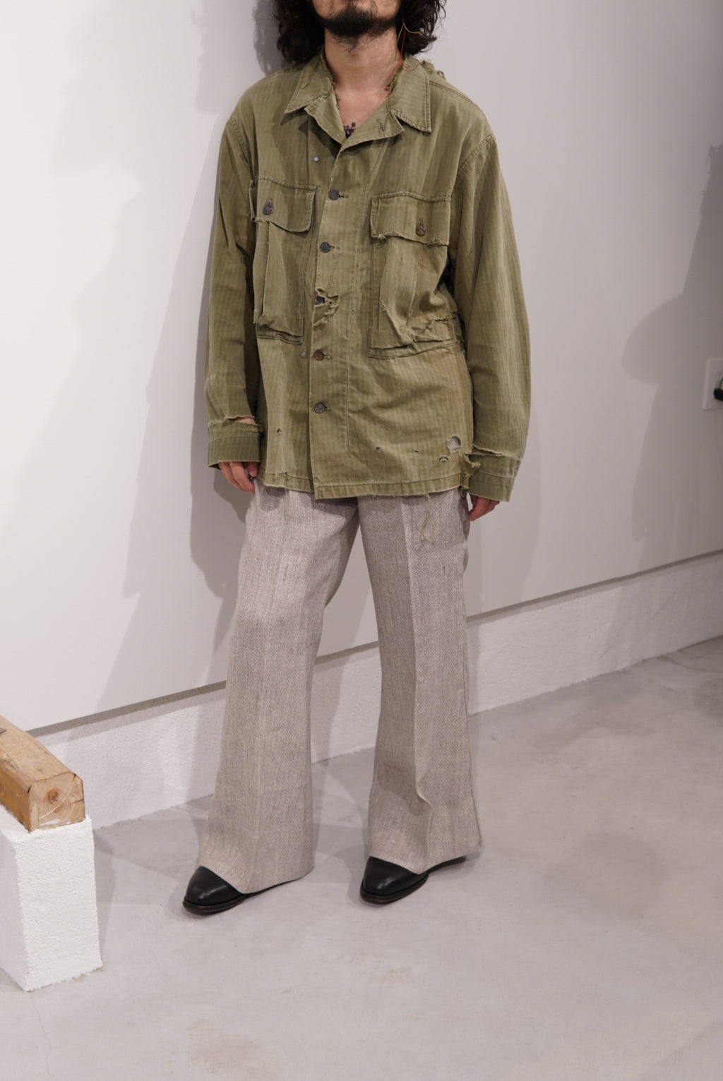 【SADE】Silk-Linen Flare pants