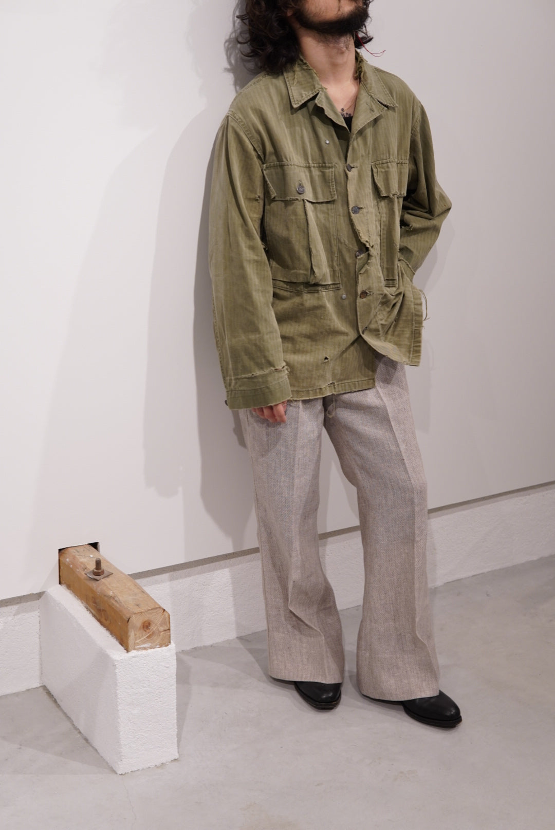 【SADE】Silk-Linen Flare pants