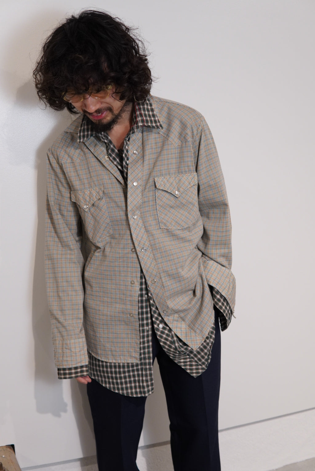 used check shirt green