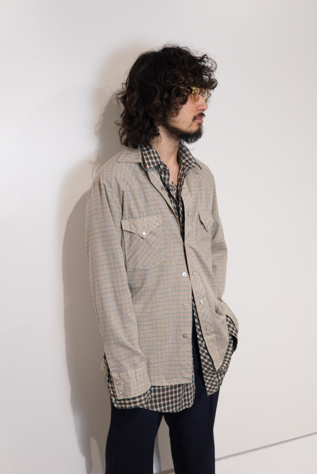 used check shirt green