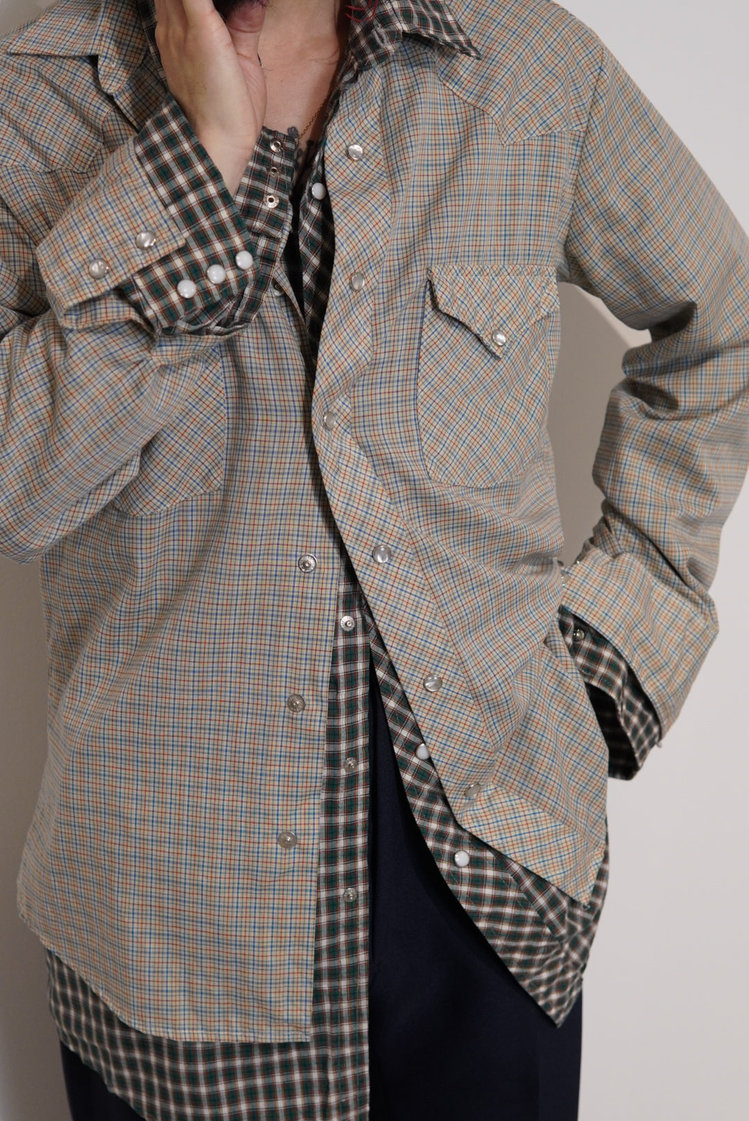 used check shirt green