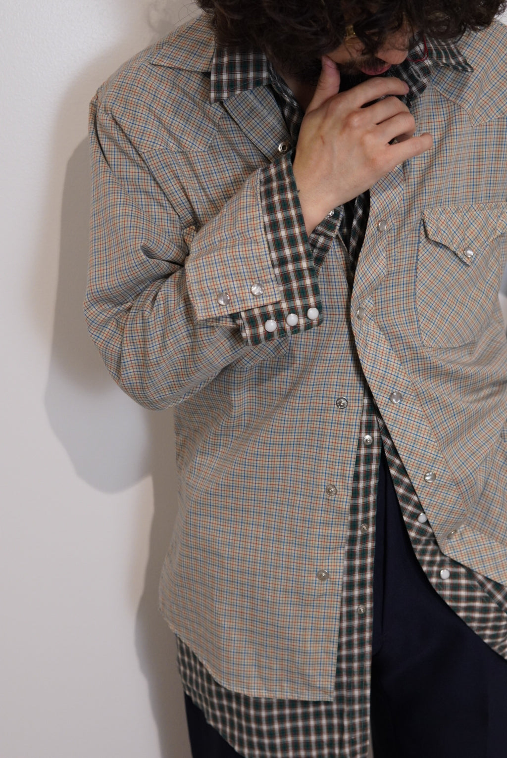 used check shirt green