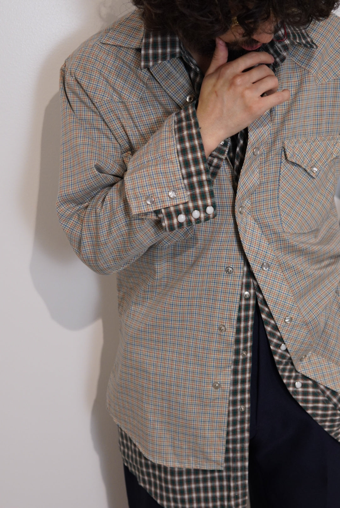 used check shirt beige