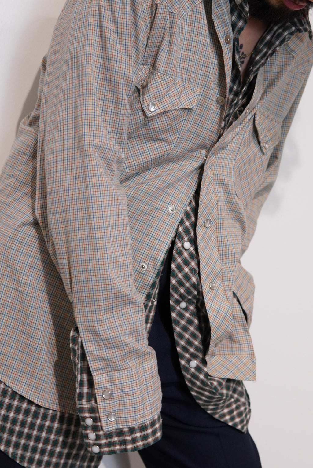 used check shirt green