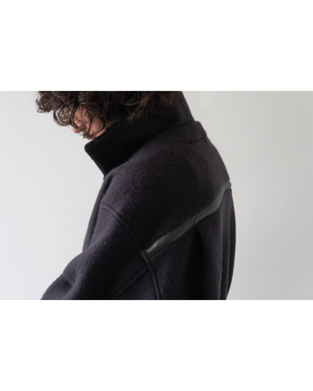 【m’s braque】FAUX LEATHER TRIM OVERSIZE PULLOVER
