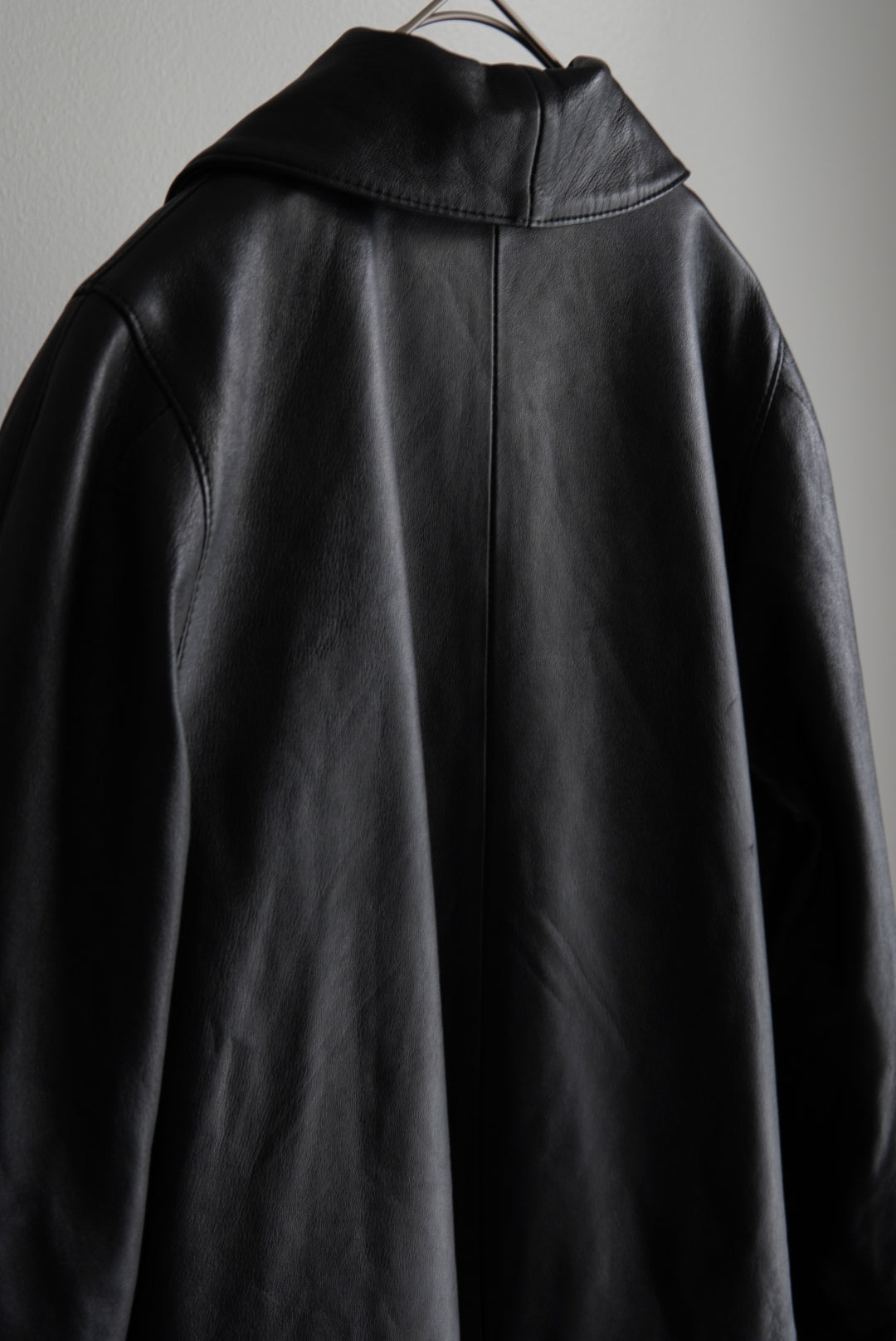 Drawstring Pocket Leather Car Coat