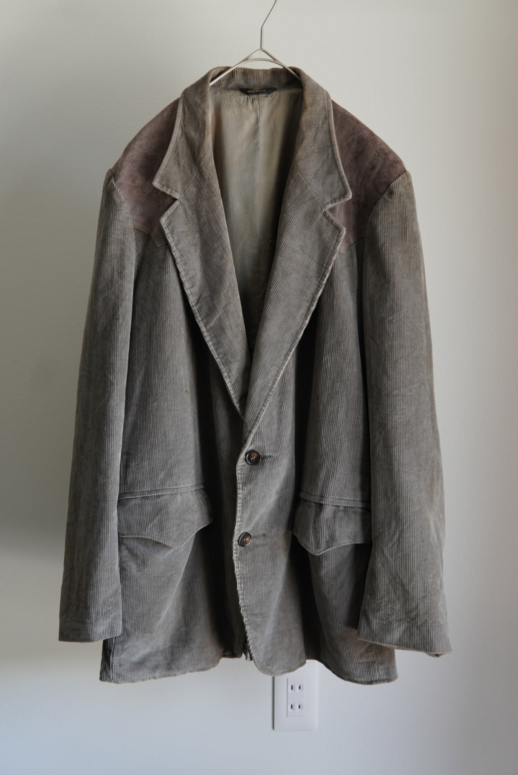 Faded Corduroy Leather-Yoke Western Jacket
