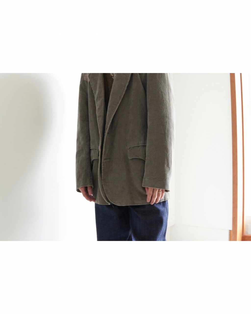 Faded Corduroy Leather-Yoke Western Jacket