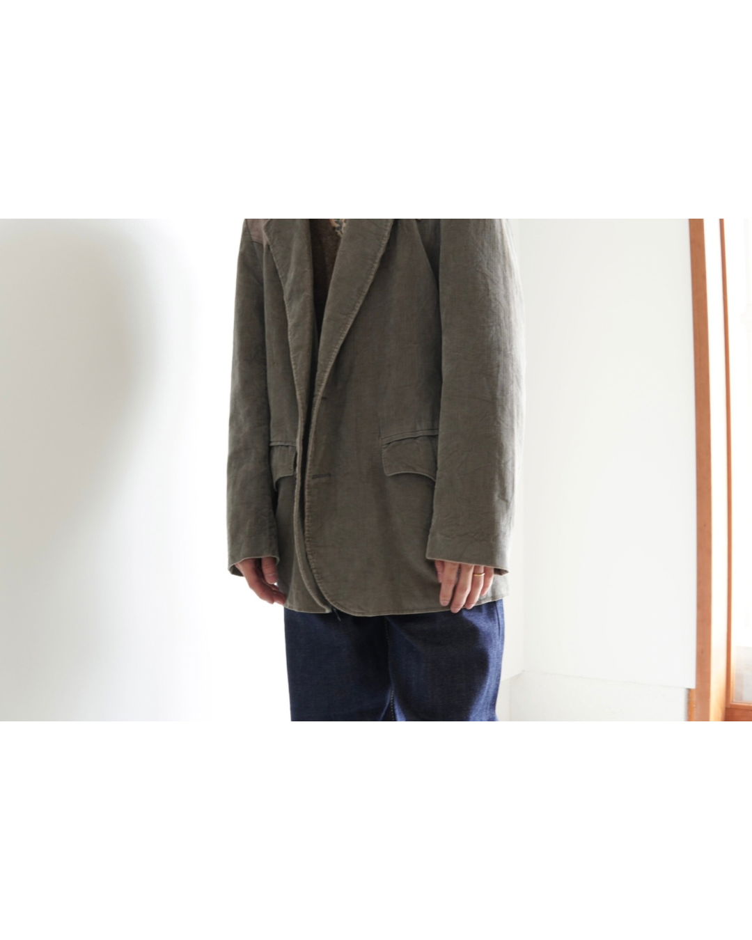 Faded Corduroy Leather-Yoke Western Jacket